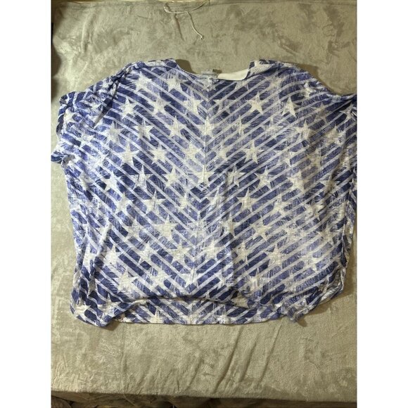 Women’s Catherine’s Blouse Tie Up Blue White Stars Plus 5X - Picture 6 of 9